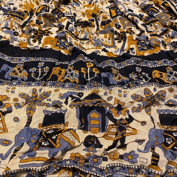 Orvis Brown Blue Elephant Maxi / Midi Skirt Small - Picture 2 of 3